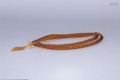 CHINESE AMBER BEAD NECKLACE
