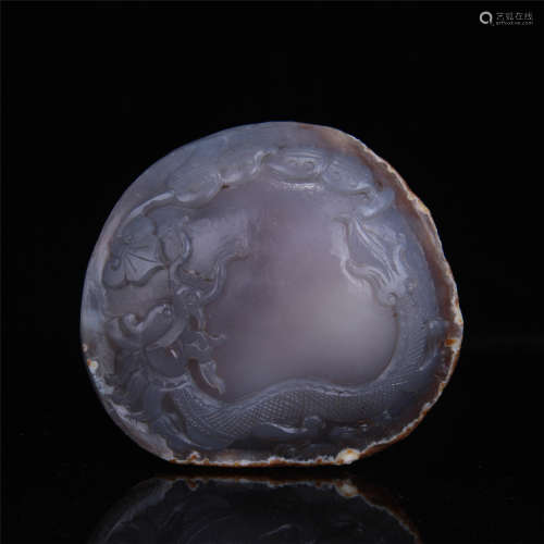 CHINESE AGATE DRAGON INKSTONE