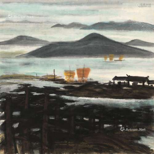 林风眠（1900～1991） 渔舟唱晚 镜心 纸本