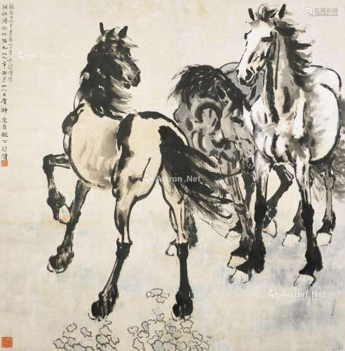 徐悲鸿（1895～1953） 1940年作 三骏图 镜心 纸本