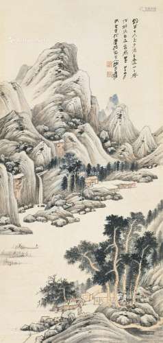 张大千（1899～1983） 1954年作 秋江钓艇图 镜心 纸本