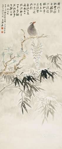 张大千（1899～1983） 1937年作 桃花雪羽 立轴 纸本