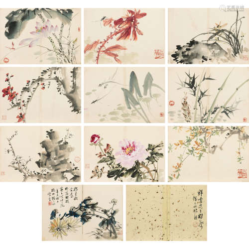 张大壮（1903～1980） 1931年作 花卉 册页 纸本设色