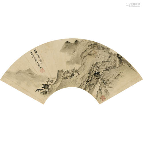 晏济元（1901～2011） 1963年作 山水扇面 镜心 纸本水墨