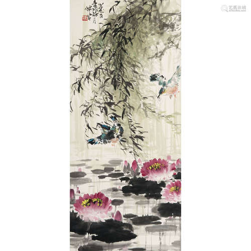 穆仲芹（1906～1990） 1982年作 荷塘翠羽 镜心 纸本设色