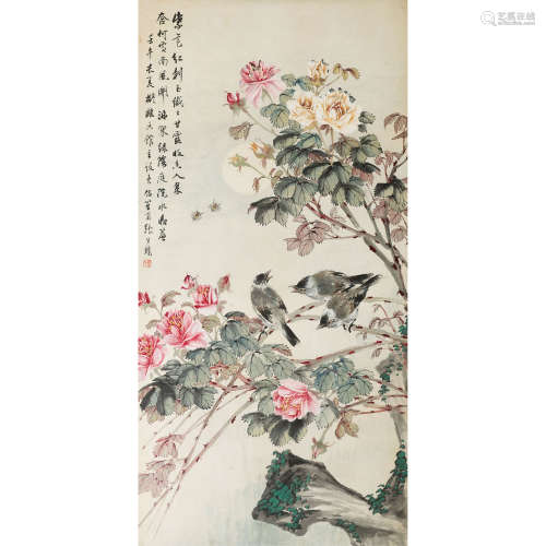 张生镛（1899～1949） 1942年作 花鸟 镜片 纸本设色