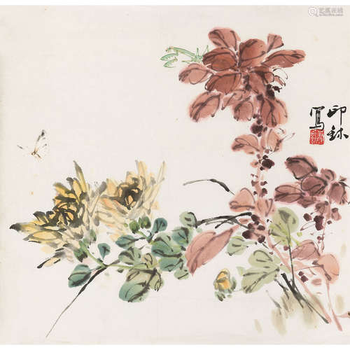 萧朗（1917～2010） 花卉 镜片 纸本设色