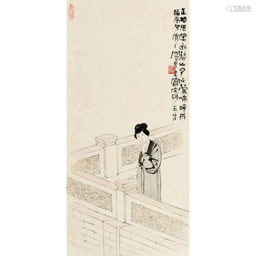吕凤子（1886～1959） 人物 镜片 纸本水墨