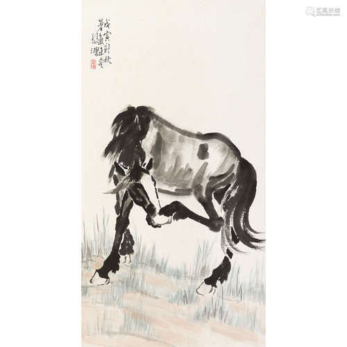 徐悲鸿（1895～1953） 1938年作 马 立轴 纸本设色