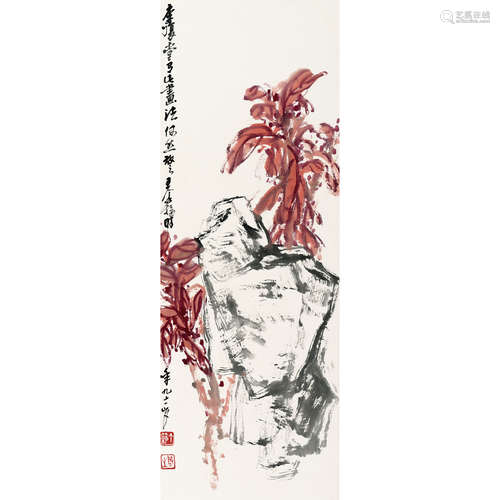 王个簃（1897～1988） 1988年作 花卉 立轴 纸本设色