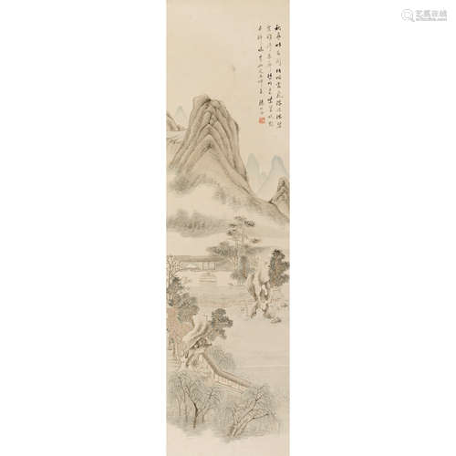 汤贻汾（1778～1853） 山水 立轴 纸本设色