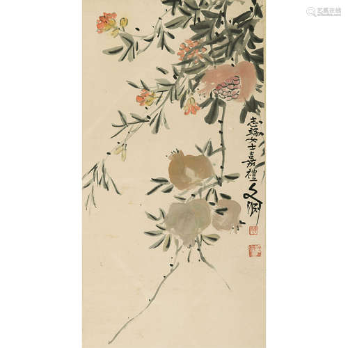 凌文渊（1876～1944） 花卉 立轴 纸本设色