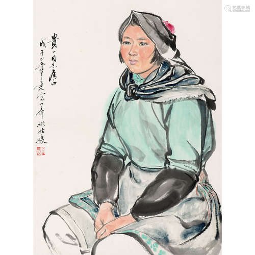 杨之光（b.1930） 1978年作 人物 立轴 纸本设色