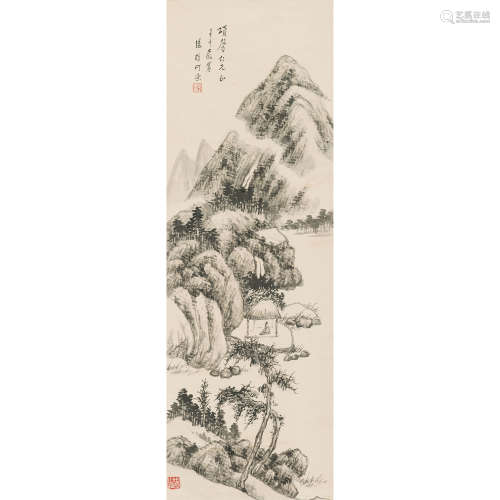 汤涤（1878～1948） 1942年作 山水 立轴 纸本设色