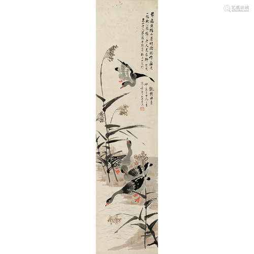 毕心粹（1847～1923） 花鸟 立轴 纸本设色