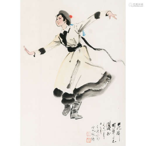 杨之光（b.1930） 1978年作 舞 镜框 纸本设色