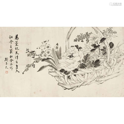 刘子久（1891～1975） 花卉 镜片 纸本水墨