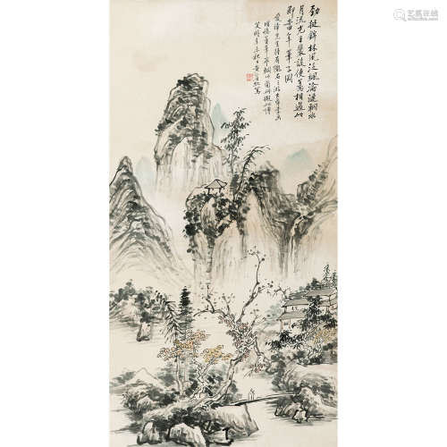 黄宾虹（1865～1955） 1931年作 山水 立轴 纸本设色