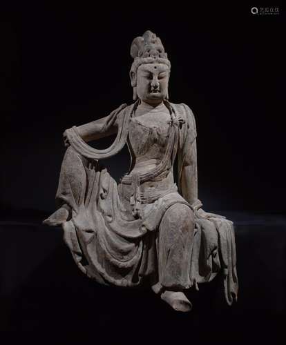 CHINESE WOODEN FIGURE OF GUANYIN