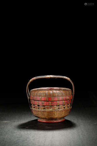 CHINESE BAMBOO WEAVEN BASKET QING DYNASTY