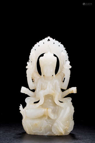 CHINESE JADE SEATED GUANYIN