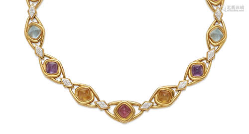 A Diamond and gem-set 18k Gold Necklace