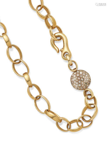 A colored Diamond and 18k Gold Link Necklace, Pomellato