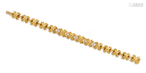 A diamond and 18k gold 'X' bracelet, Tiffany & Co.