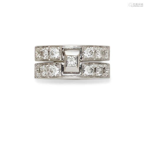 A diamond and 18k white gold ring, A. Roure