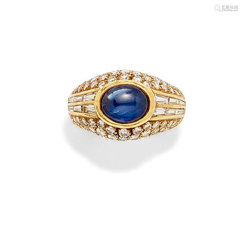 A Sapphire, Diamond and 18K Gold Ring, Cartier