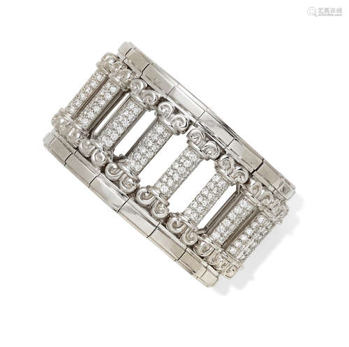 A diamond and white gold cuff