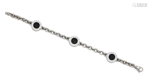 A black onyx and 18k white gold 'Bvlgari Bvlgari' bracelet, Bulgari