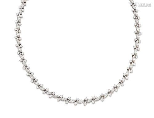 A diamond and platinum necklace