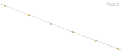 A colored Diamond and bi-color gold long chain