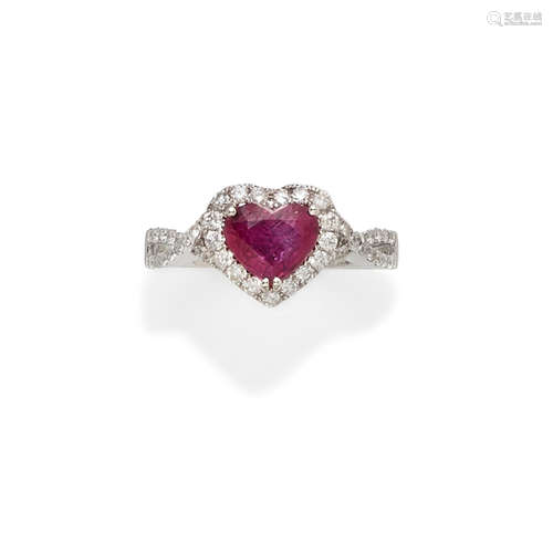 A Ruby, diamond and 14k white gold Ring, Orianne