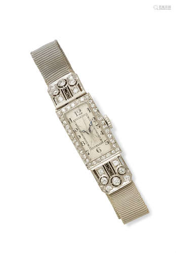 A lady's diamond and platinum wristwatch, circa 1930