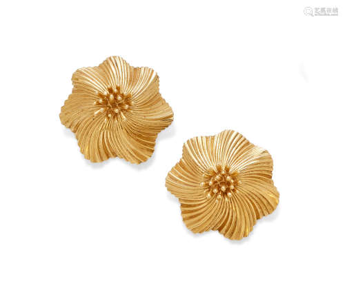 A Pair of 14k gold Ear Clips, Tiffany & Co.