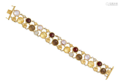 A diamond and gem-set 14k gold bracelet, Bella