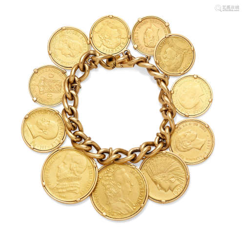 An 18k gold coin bracelet