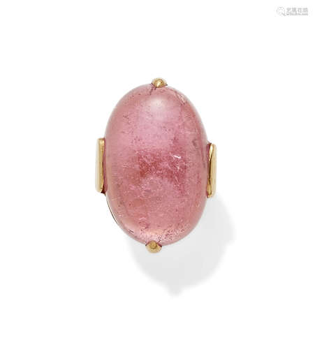 A pink Tourmaline and 18k Gold Ring, Gumps