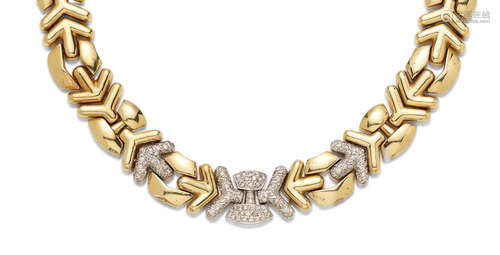 A diamond and 14k gold collar, Italian