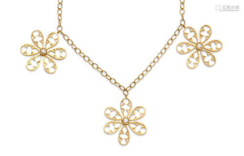 A diamond and 22K gold flower necklace, Cathy Waterman