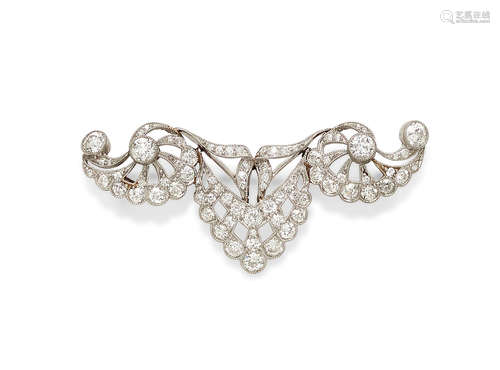 A turn of the century diamond and platinum brooch, Circa 1905