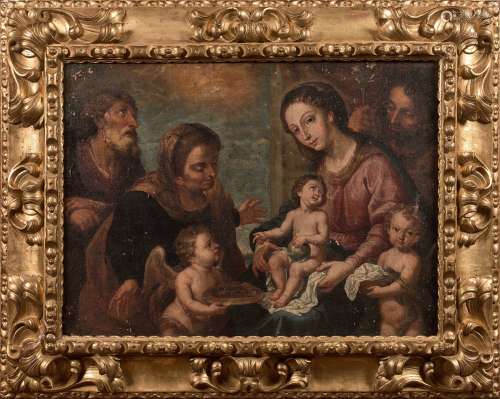 José RISUENO (1667 1721)Sainte Famille avec Sai...