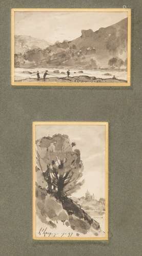 Henri Joseph HARPIGNIES (1819 1916)Deux dessins...