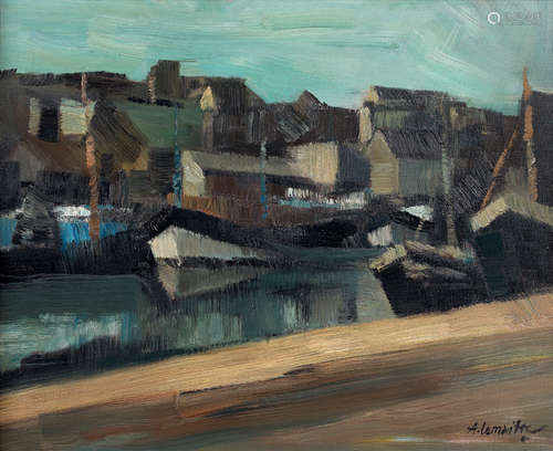 André LEMAÎTRE (1909 1995)Port en Bessin Huile ...