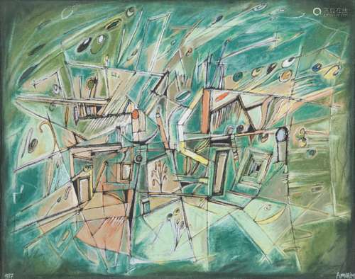 Manuel Amorim (1950)Composition, 1977 Pastel su...