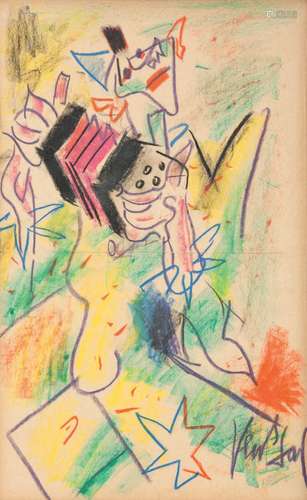 Gen PAUL (1895 1975)Clown au bandonéon Pastel e...