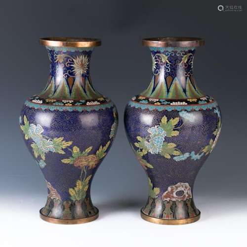 A Pair of Cloisonne Vases