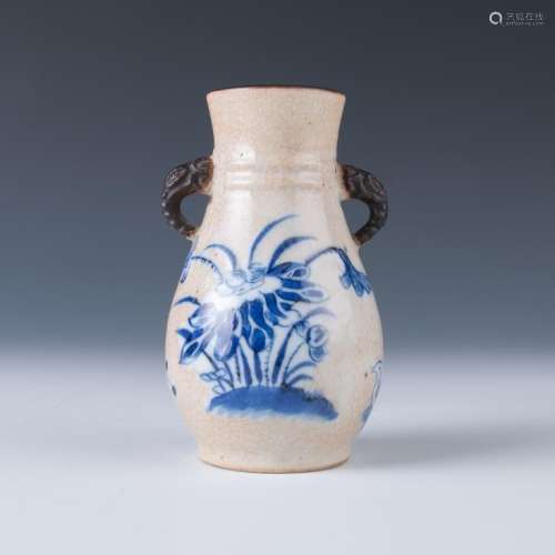 Miniature Blue and White Bottle Vase
